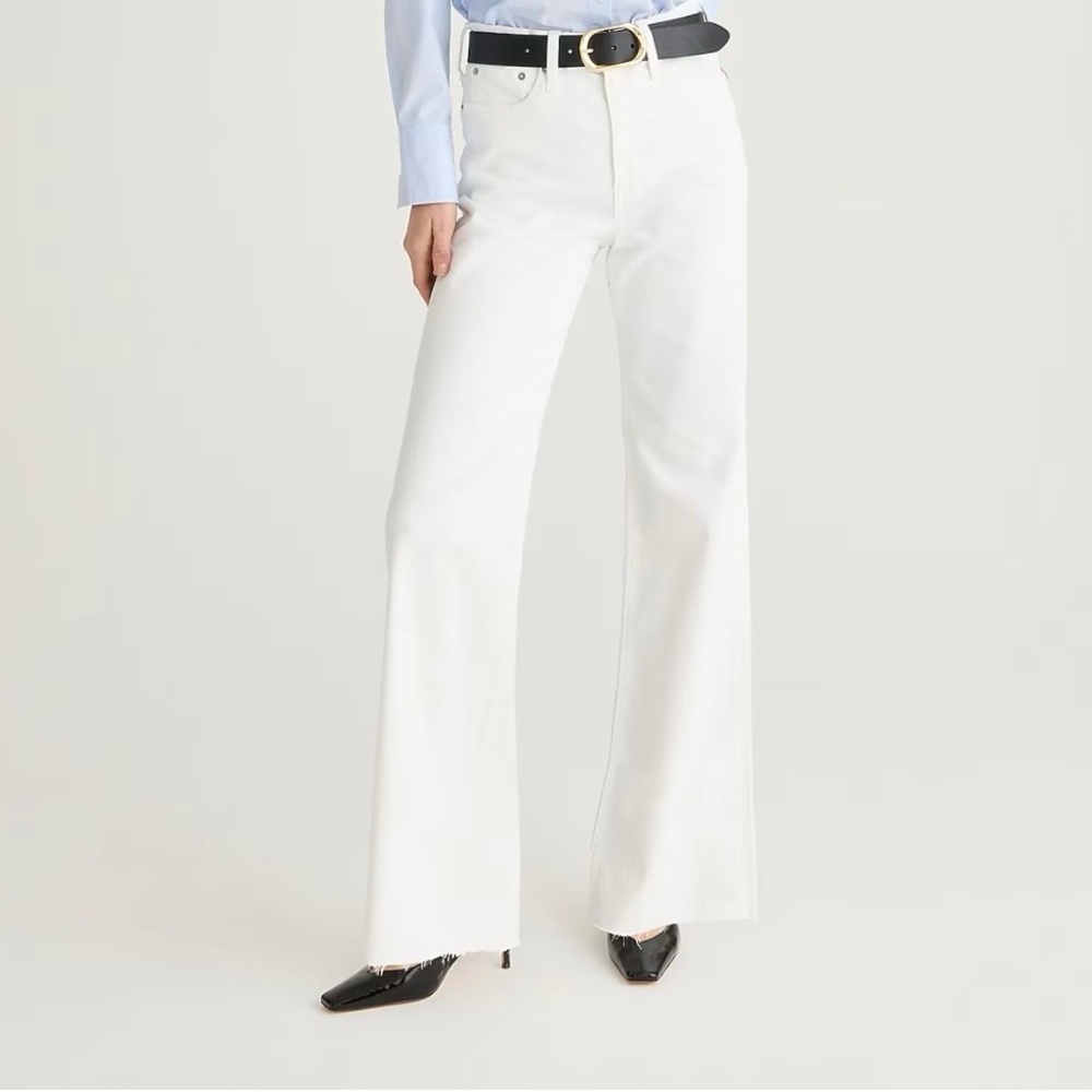 J. Crew White Slim Wide-Leg Jeans with Raw Hem Size 27